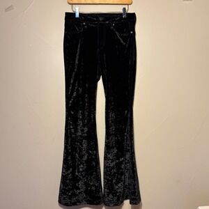 Wrangler Black Velvet Flared Bell Bottom Jeans Women's Size 27 X 34 Retro 70s